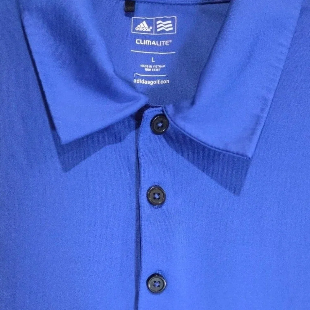 Adidas Golf Polo Mens Large Blue Shirt‎ Stretch Performance Athletic Casual